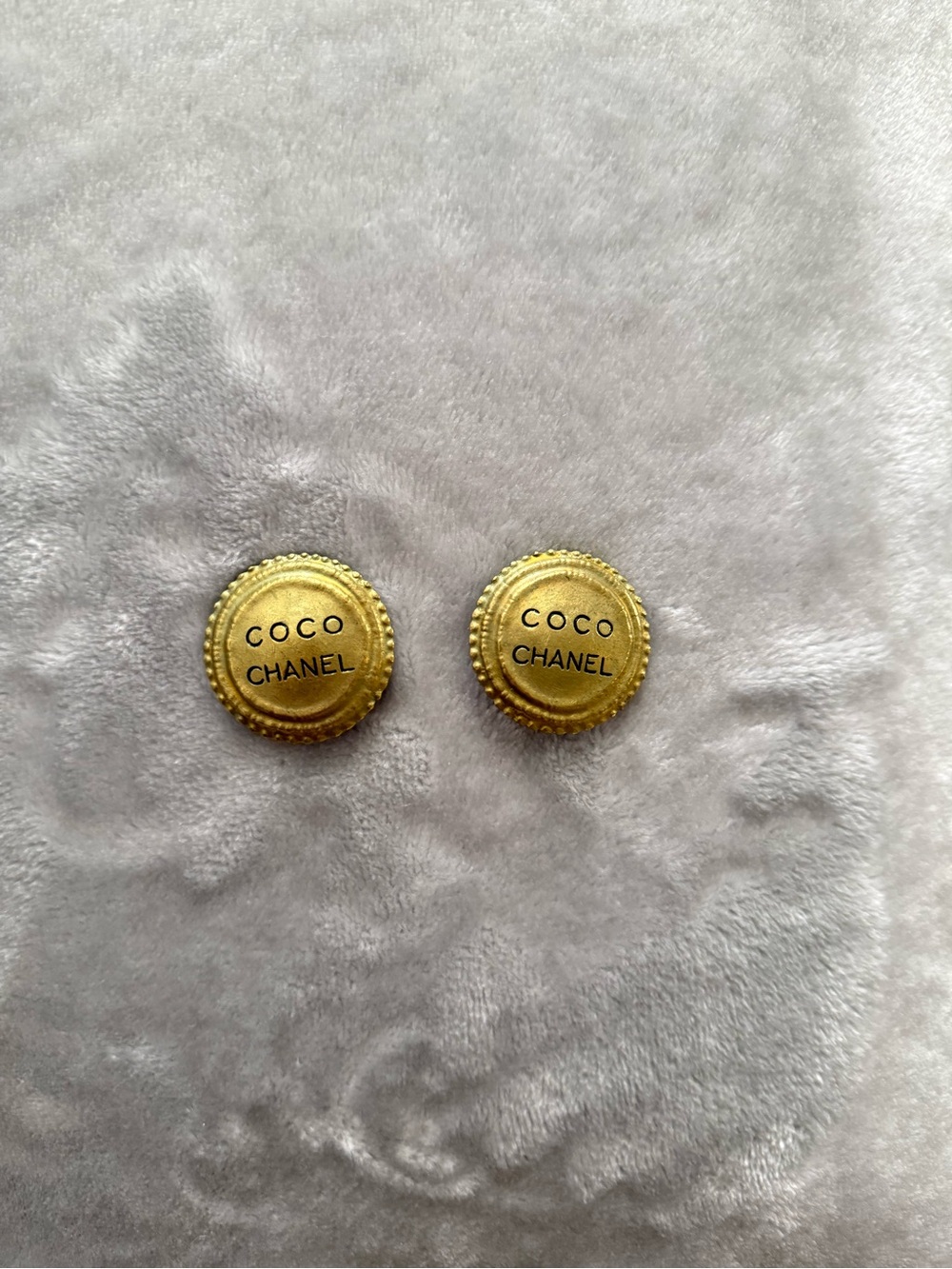 CHANEL Gold COCO Logo Round Button Pair